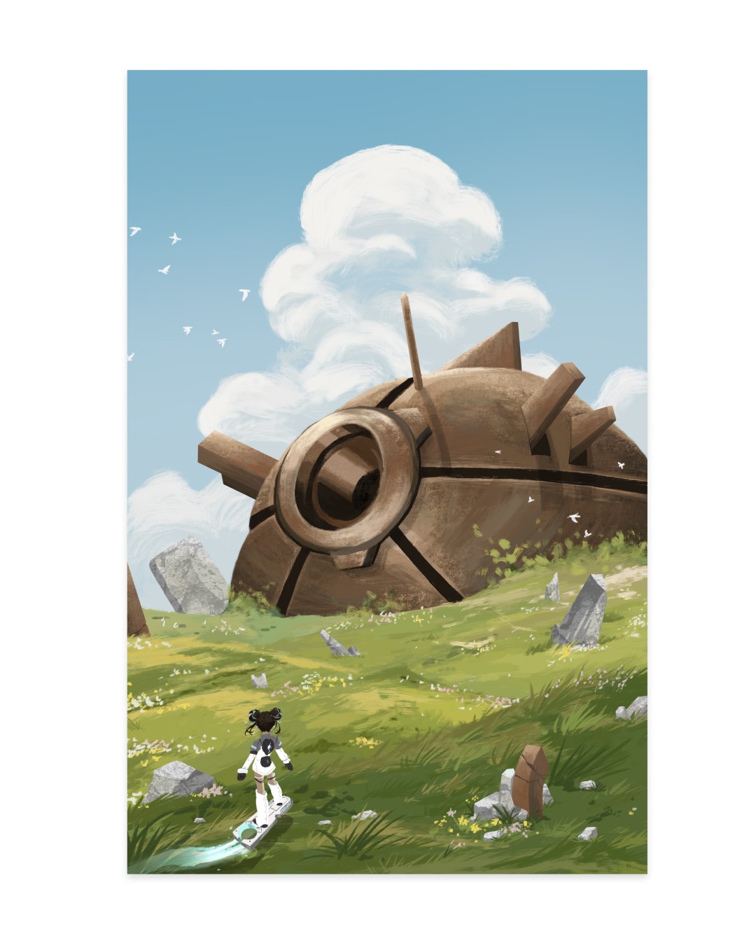 Riding a bicycle with V sign