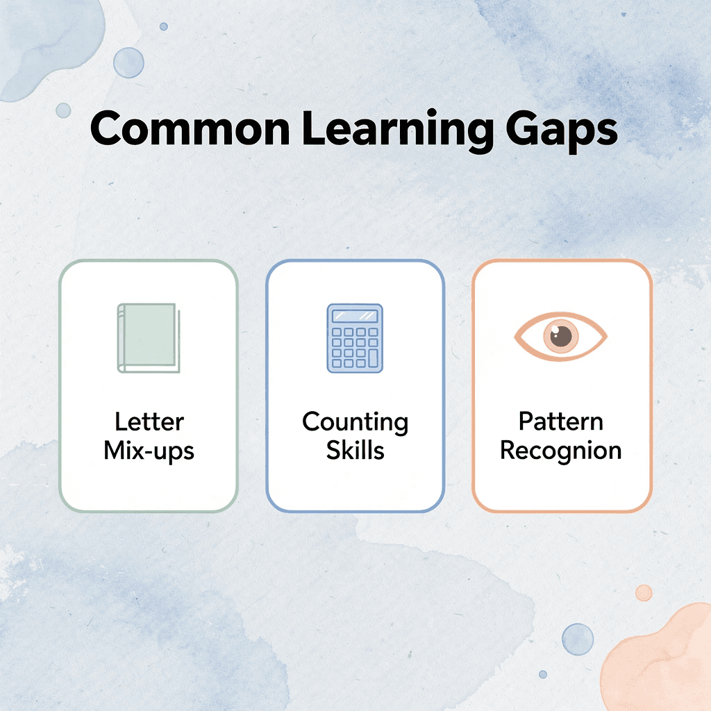 Infographic showing common kindergarten learning gaps