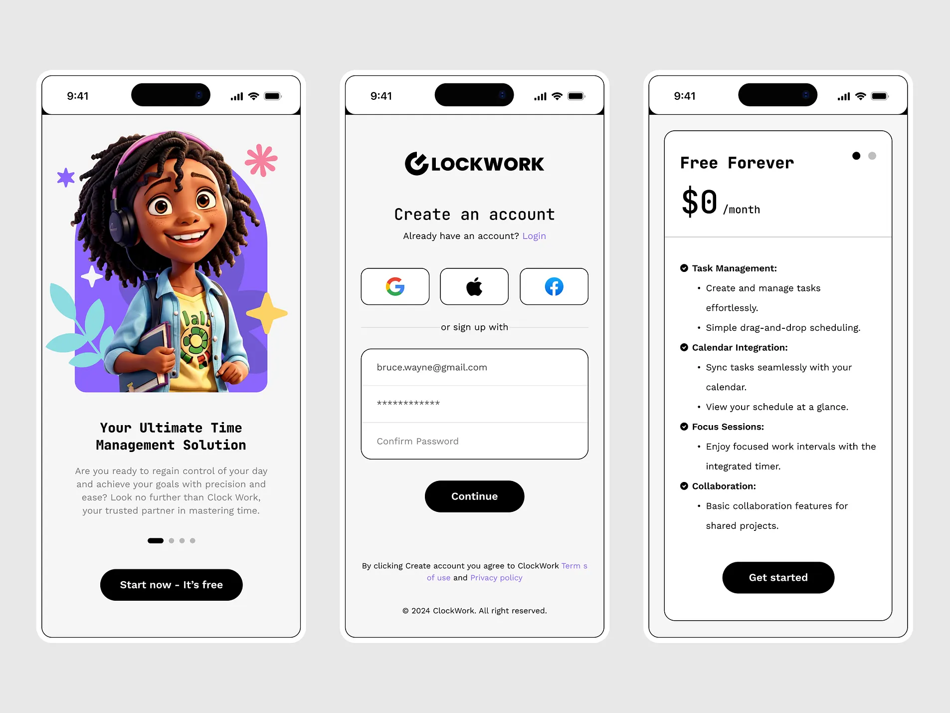 Image of ClockWork Mobile App Design