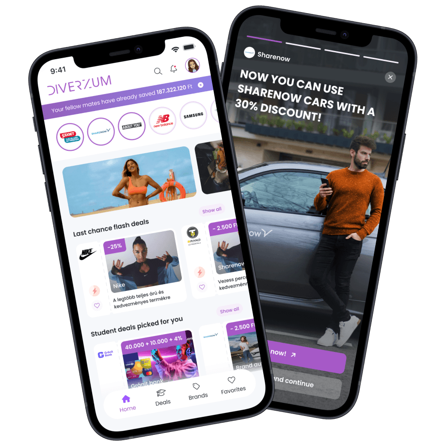Diverzum application screens