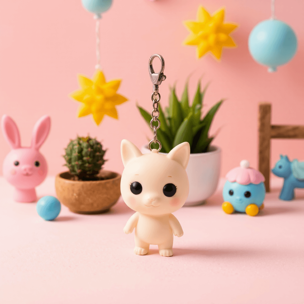product photography of keychain figure