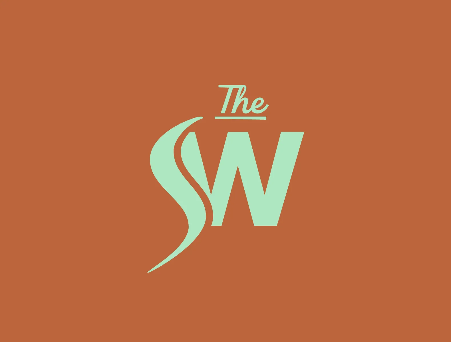 The SW monogram in turquoise on a cedar coloured background.