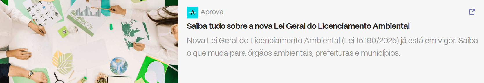 Mesa com documentos, gráficos e papéis verdes representando planejamento ambiental, ilustrando artigo sobre a nova Lei Geral do Licenciamento Ambiental.
