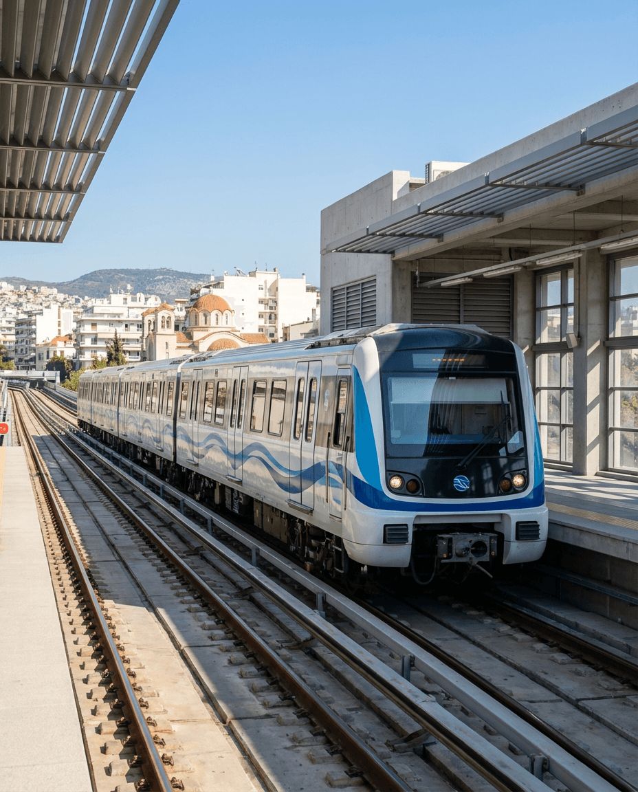 Concept image of a modern Thessaloniki metro train