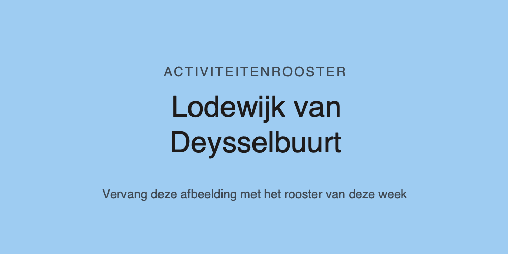 Activiteitenrooster Lodewijk van Deysselbuurt volgt