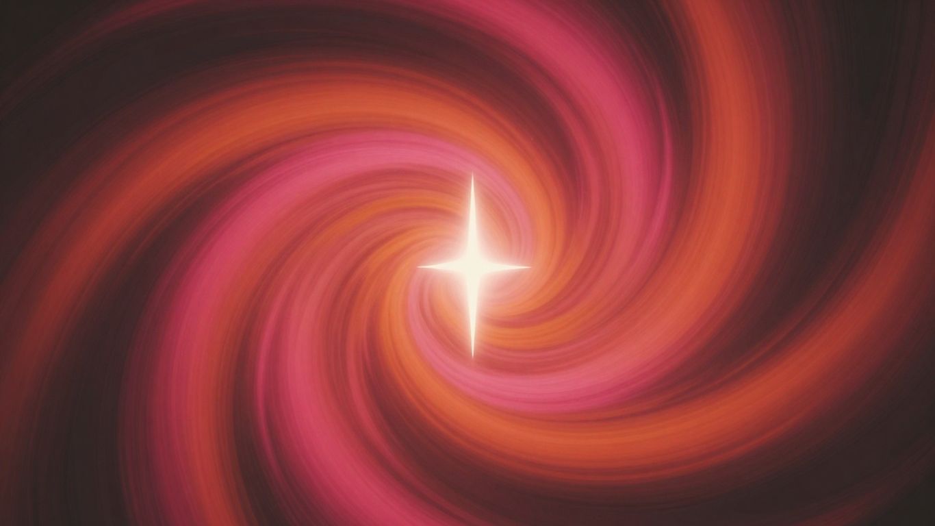 Abstract swirl of pink, orange, and charcoal colors.