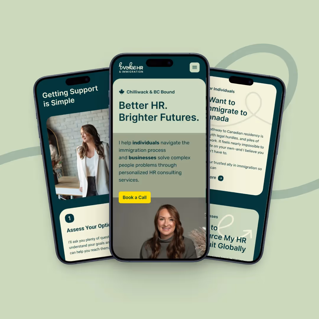 Website screens and brand photography for professional services clients