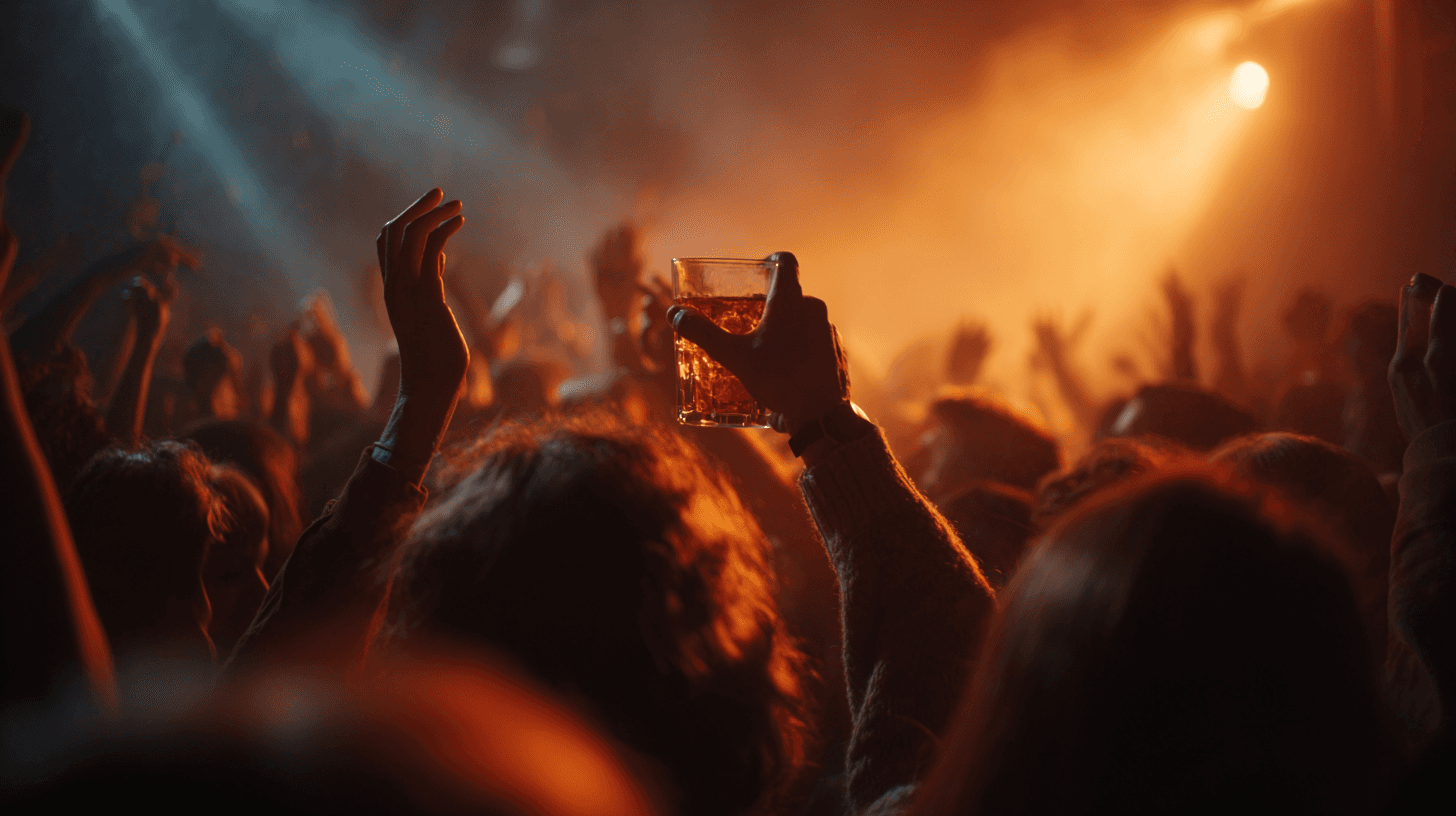 Orange party lights crowd