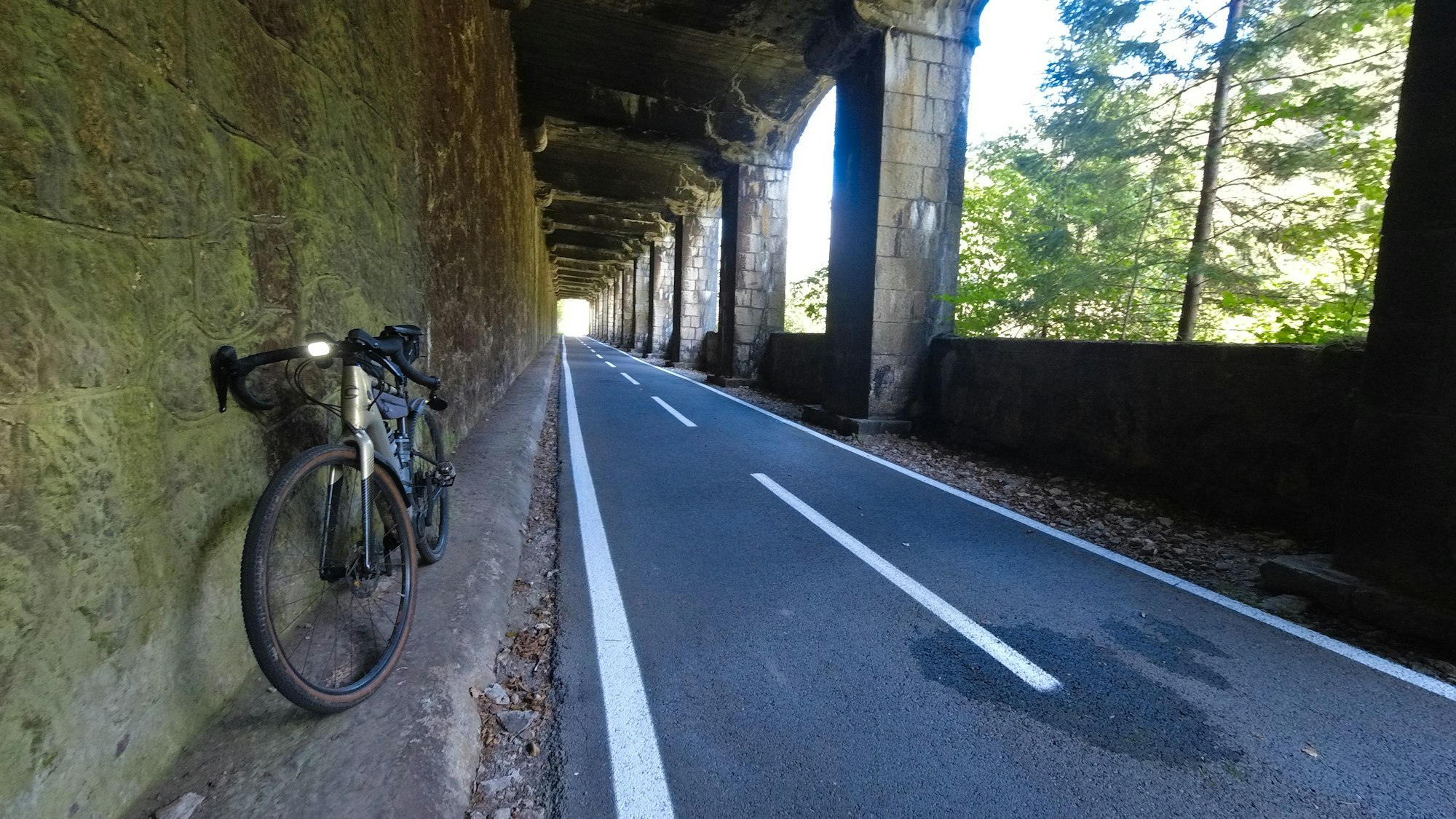 A bike in one of the old railway tunnels