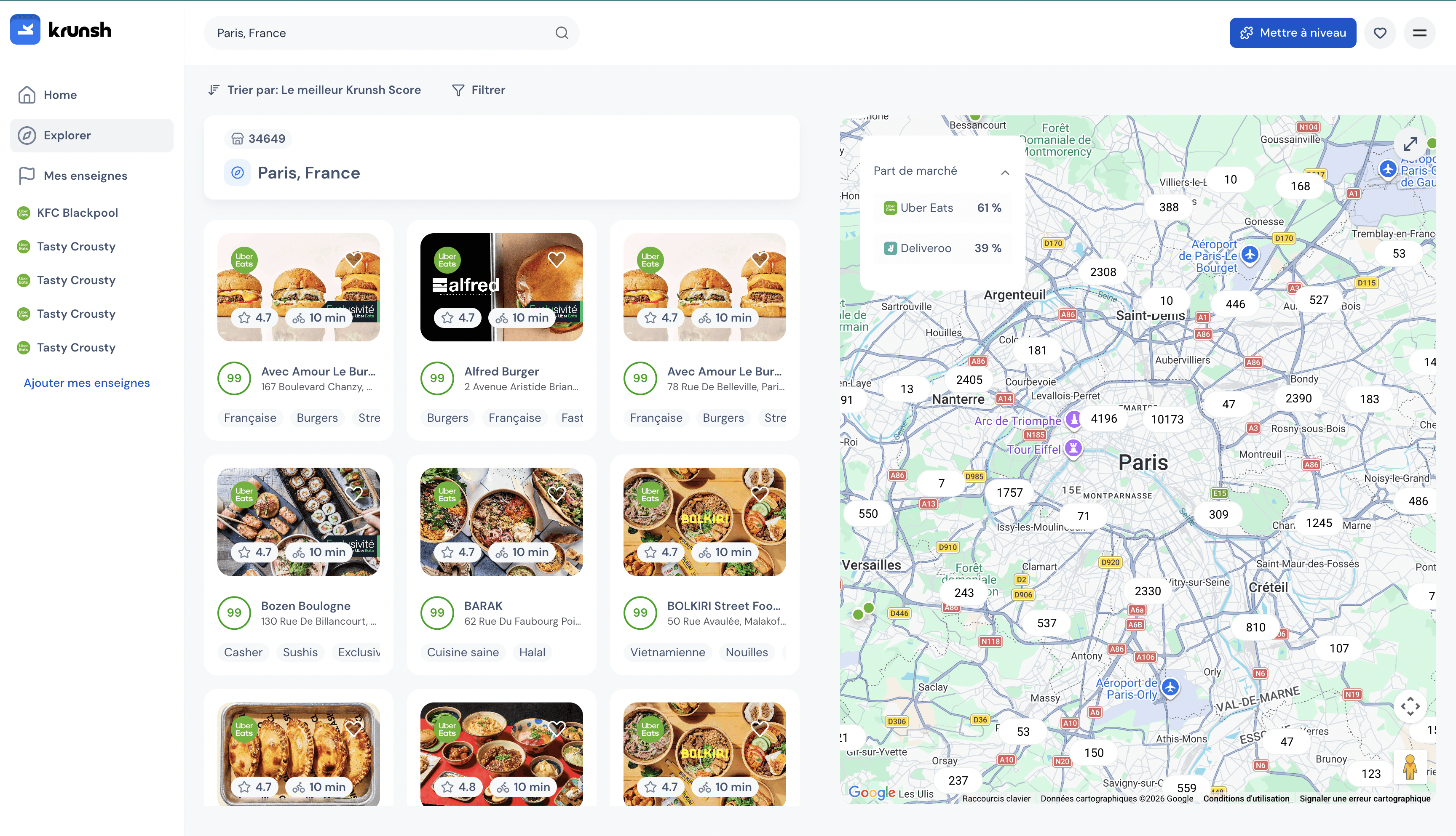 Business dashboard showing revenue, deals, customer list, growth chart, and new activity. 