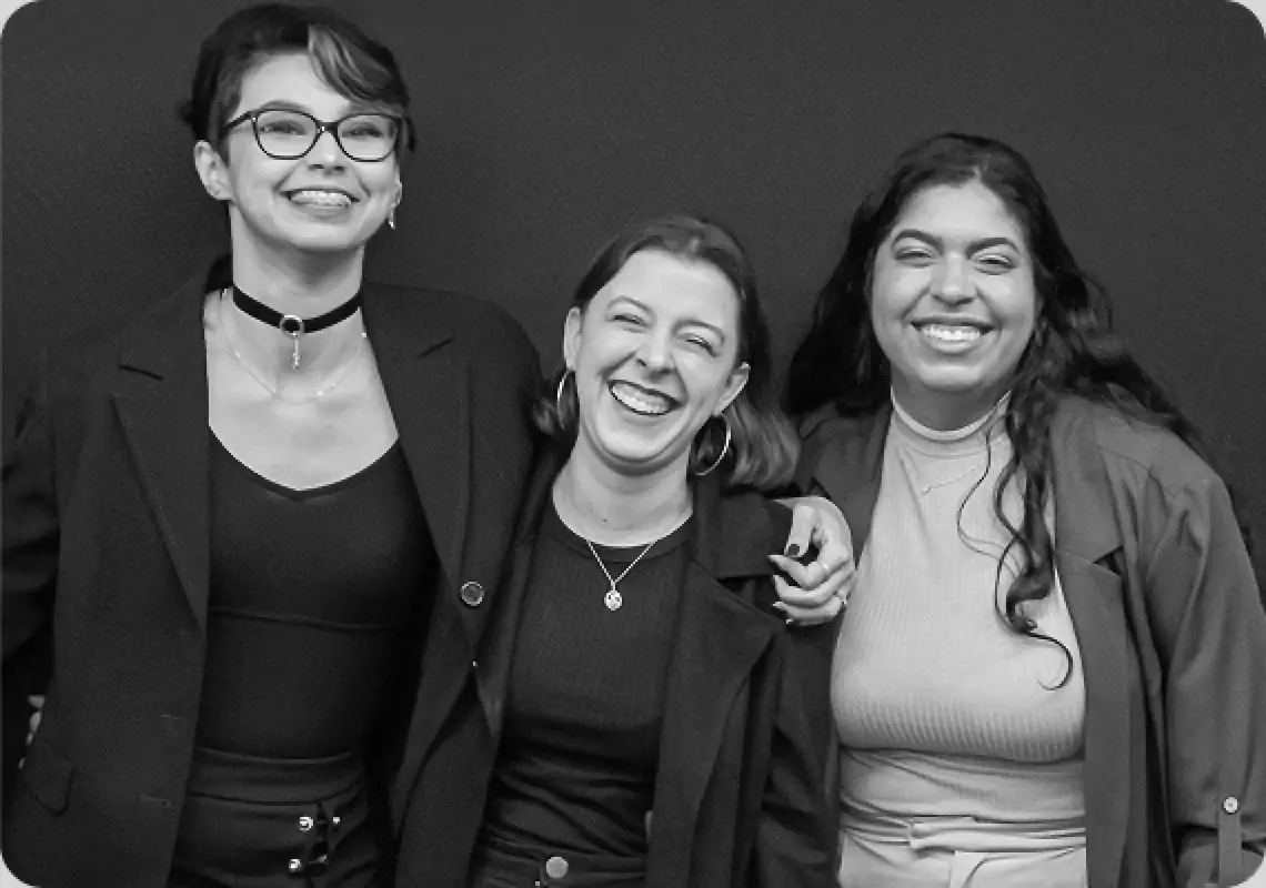 sócias fundadoras vivian costa, jenifer caetano, alice sabino, ambi criativa estúdio de design