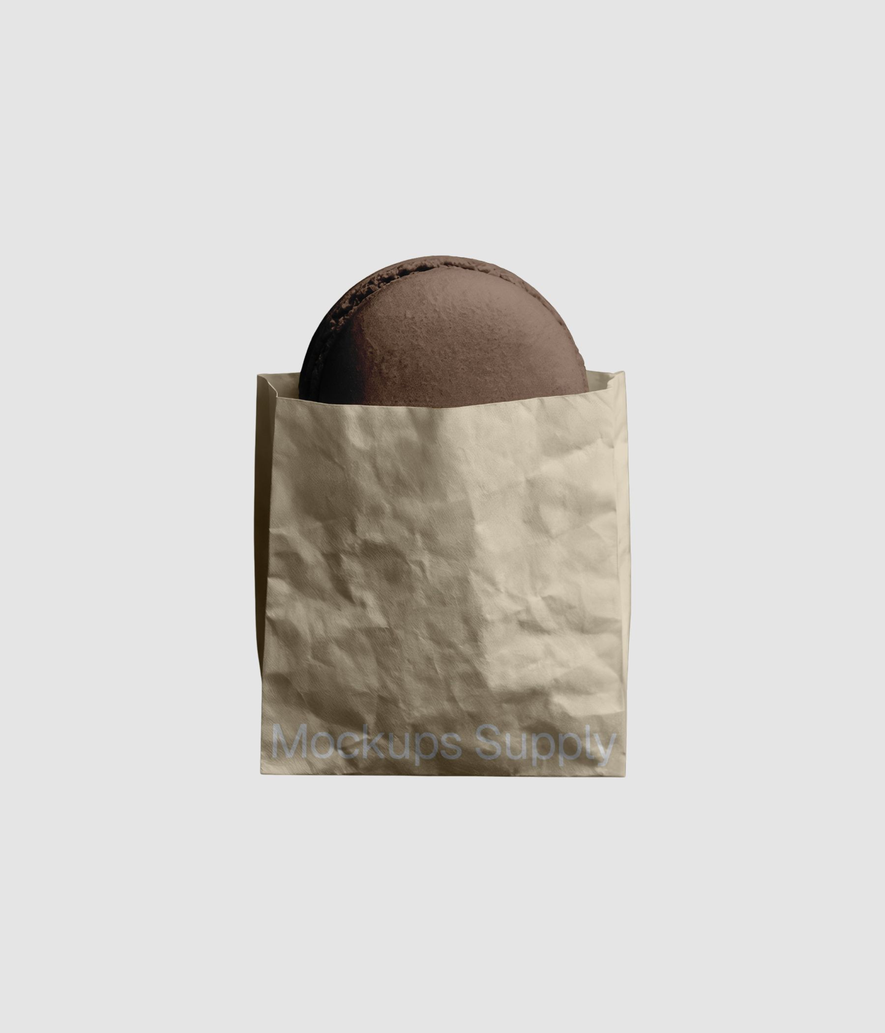 French macaron pastry packaging mockup PSD with customizable paper bag branding scene