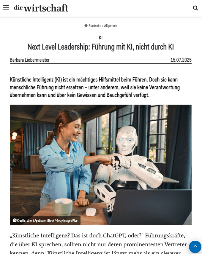 Titelbild des Onlineartikels von Barbara Liebermeister aus die Wirtschaft.
