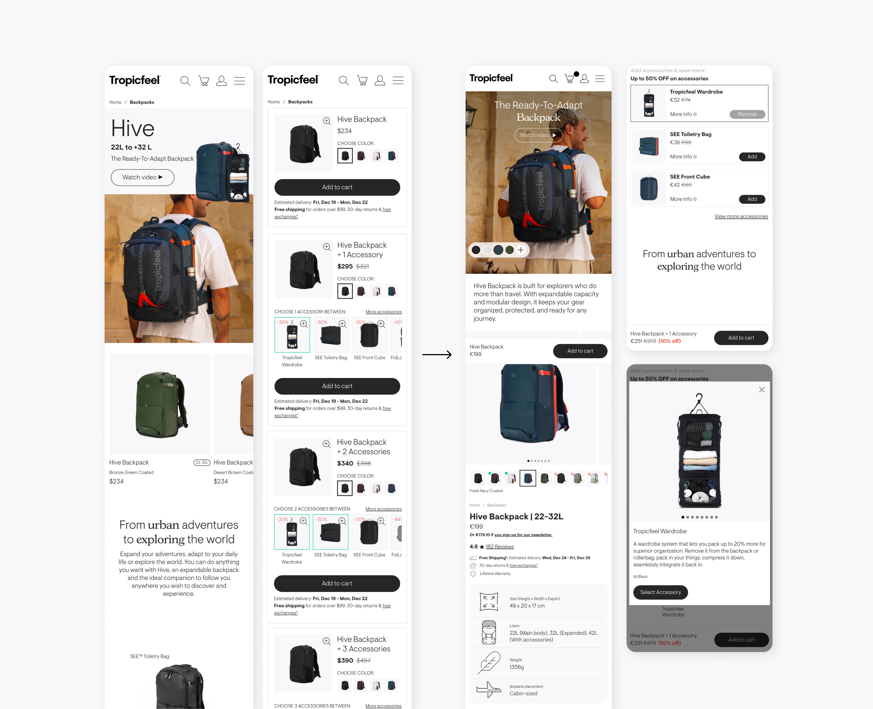 Backpacks PDP before/after