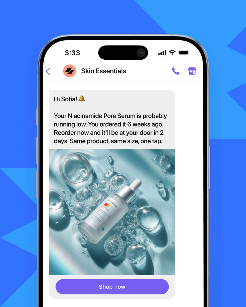 Viber messaging campaign showcasing a personalized end of season clearance message, targeting women, from a health and beauty e-commerce store.