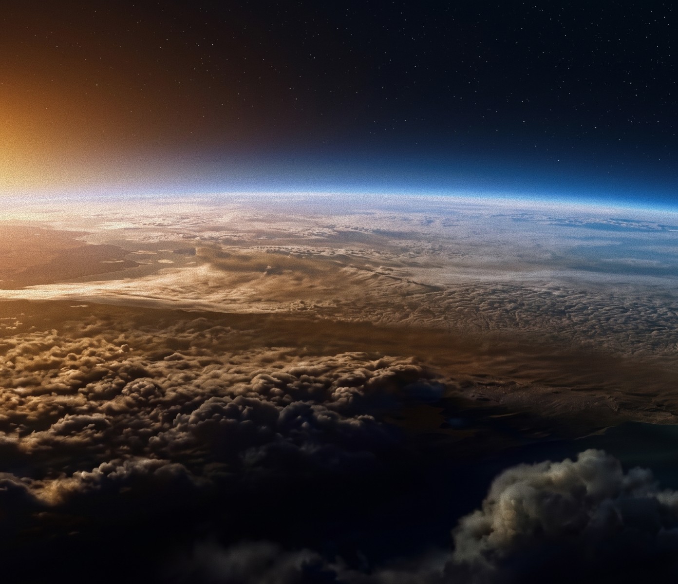 Vue de la Terre depuis l’espace au-dessus des nuages