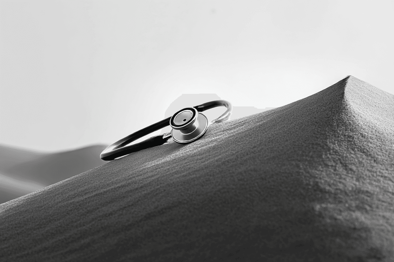 stethoscope in sand