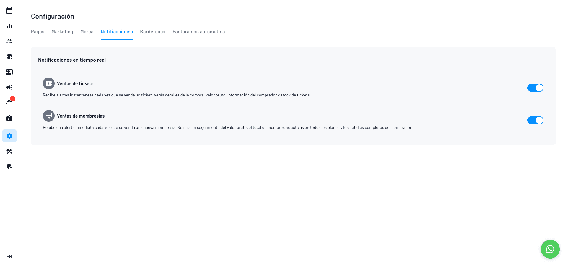 comunicación diario con la información y contenido de las entradas por cada espacio y función