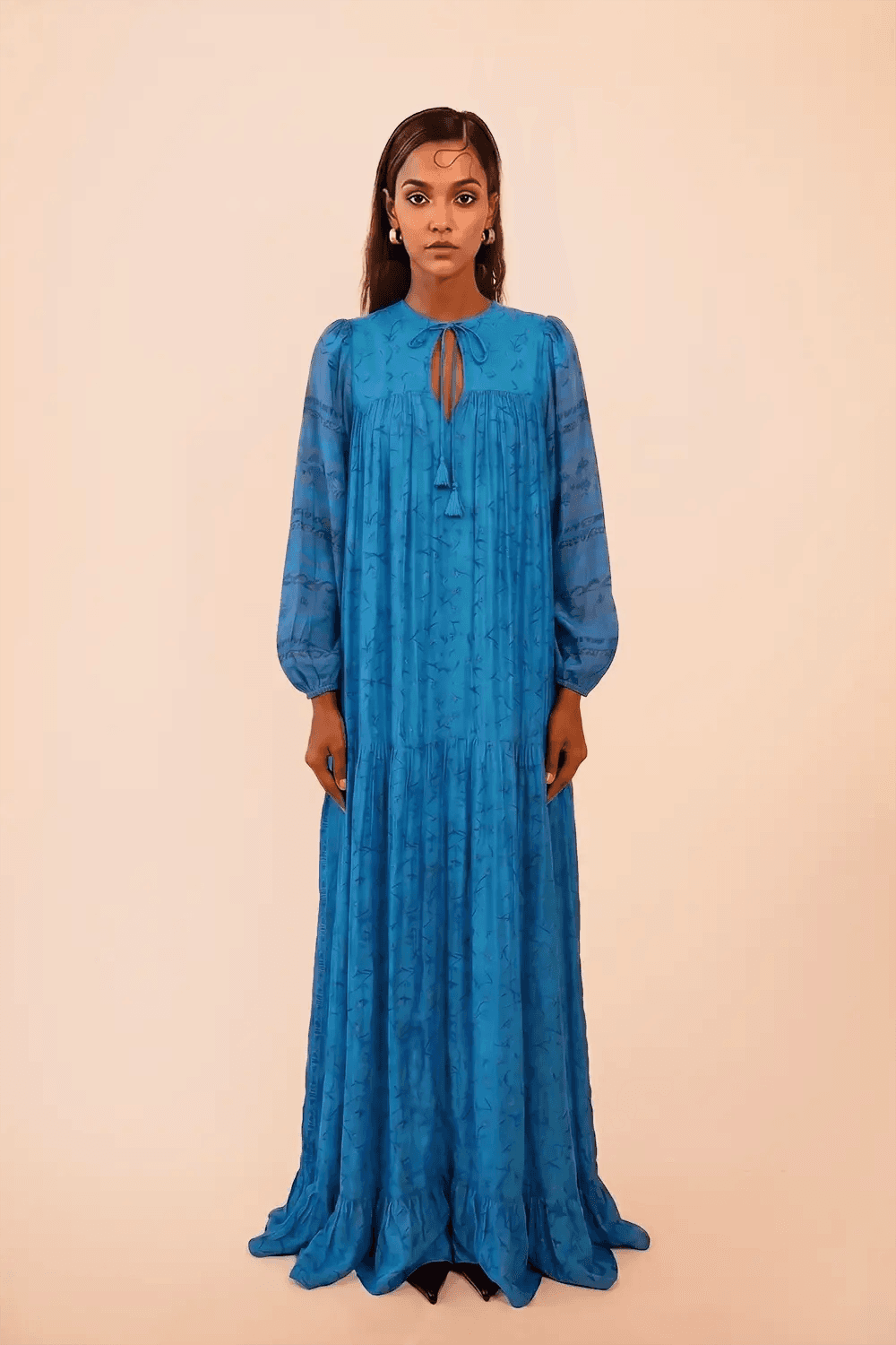SAIA III, our one-of-a-kind maxi dress made in-house using a vintage silk saree.