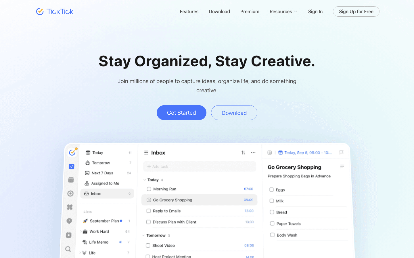 TickTick iPhone task manager app website