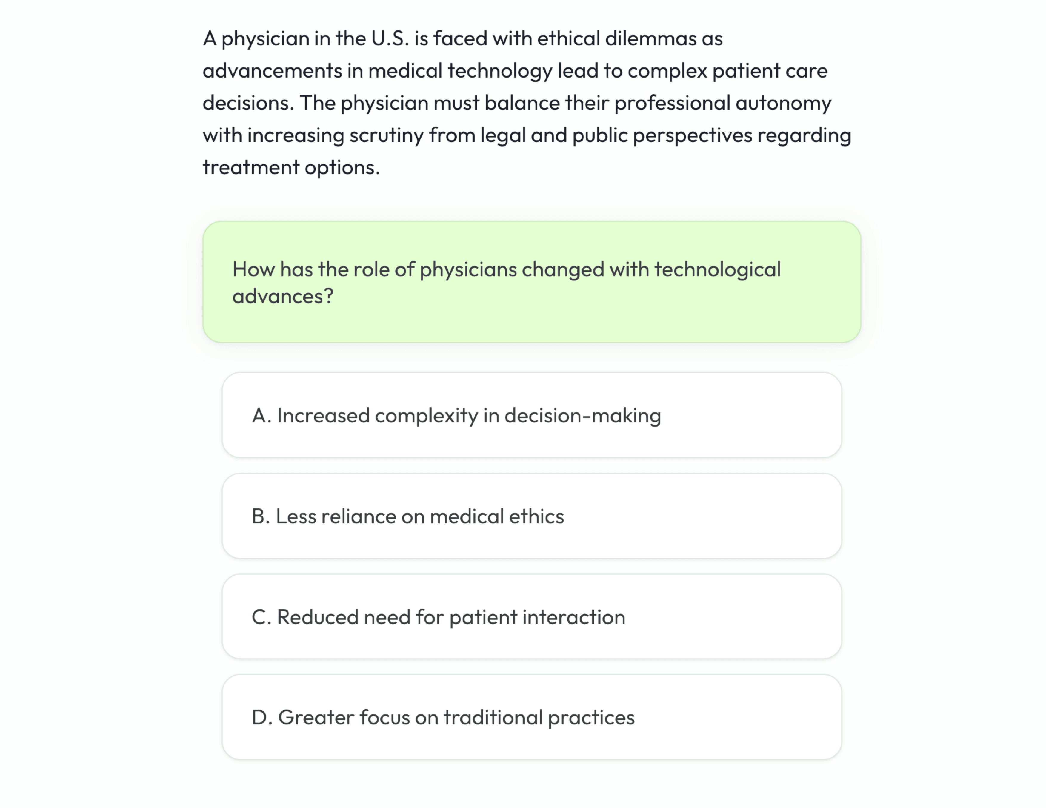 a medical multiple choice question