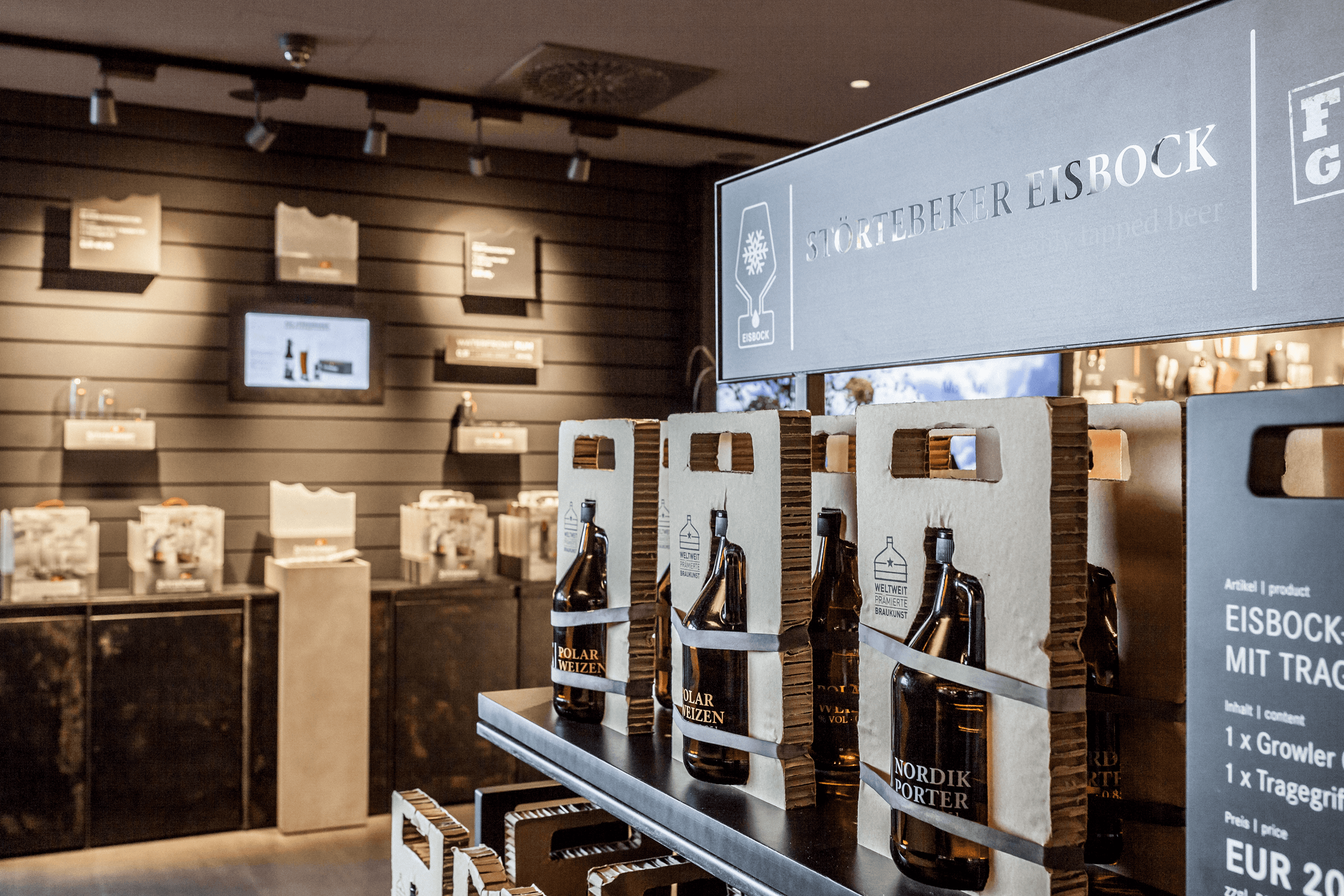 Störtebeker Eisbock bottles on display