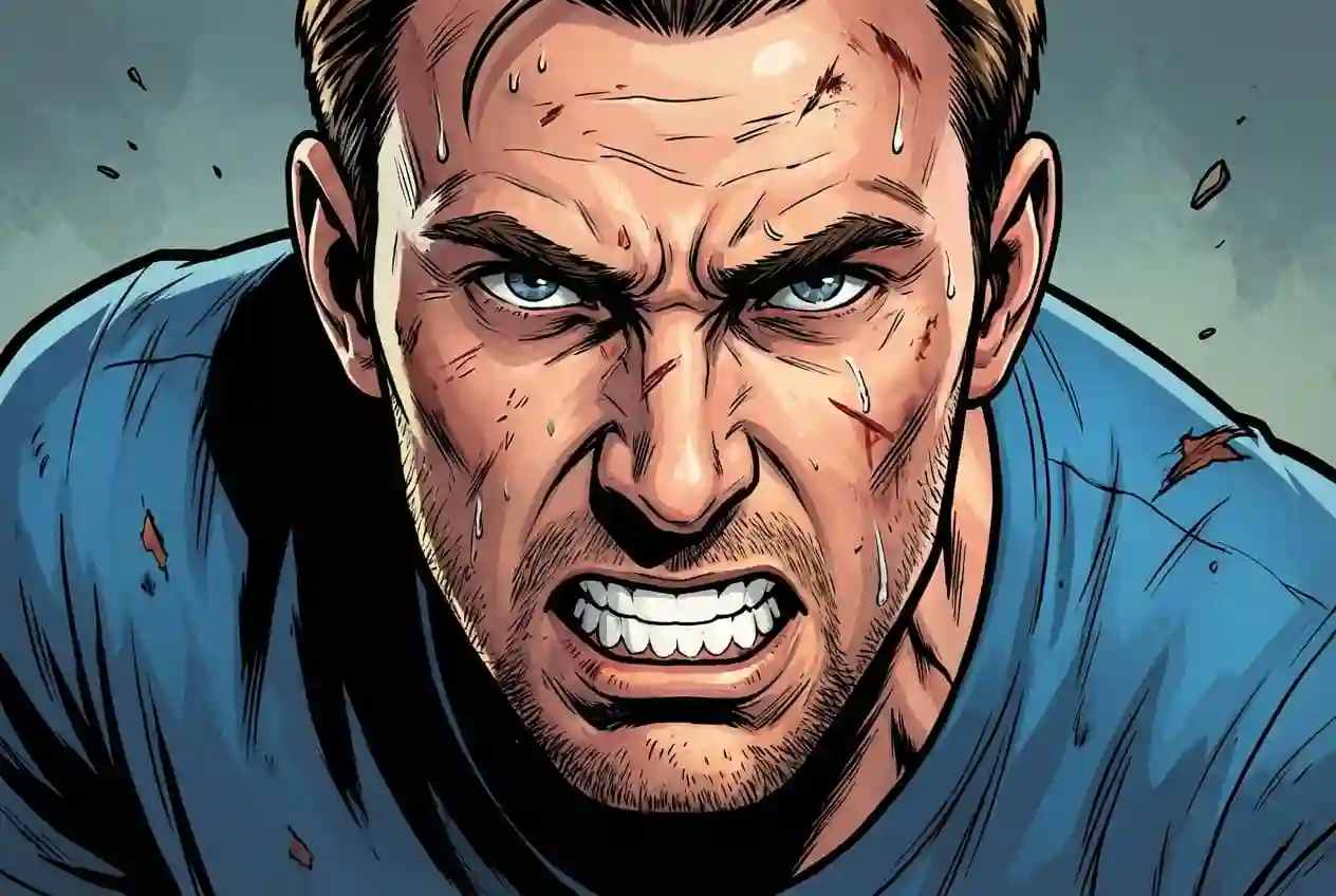 A man in a comic book super hero style