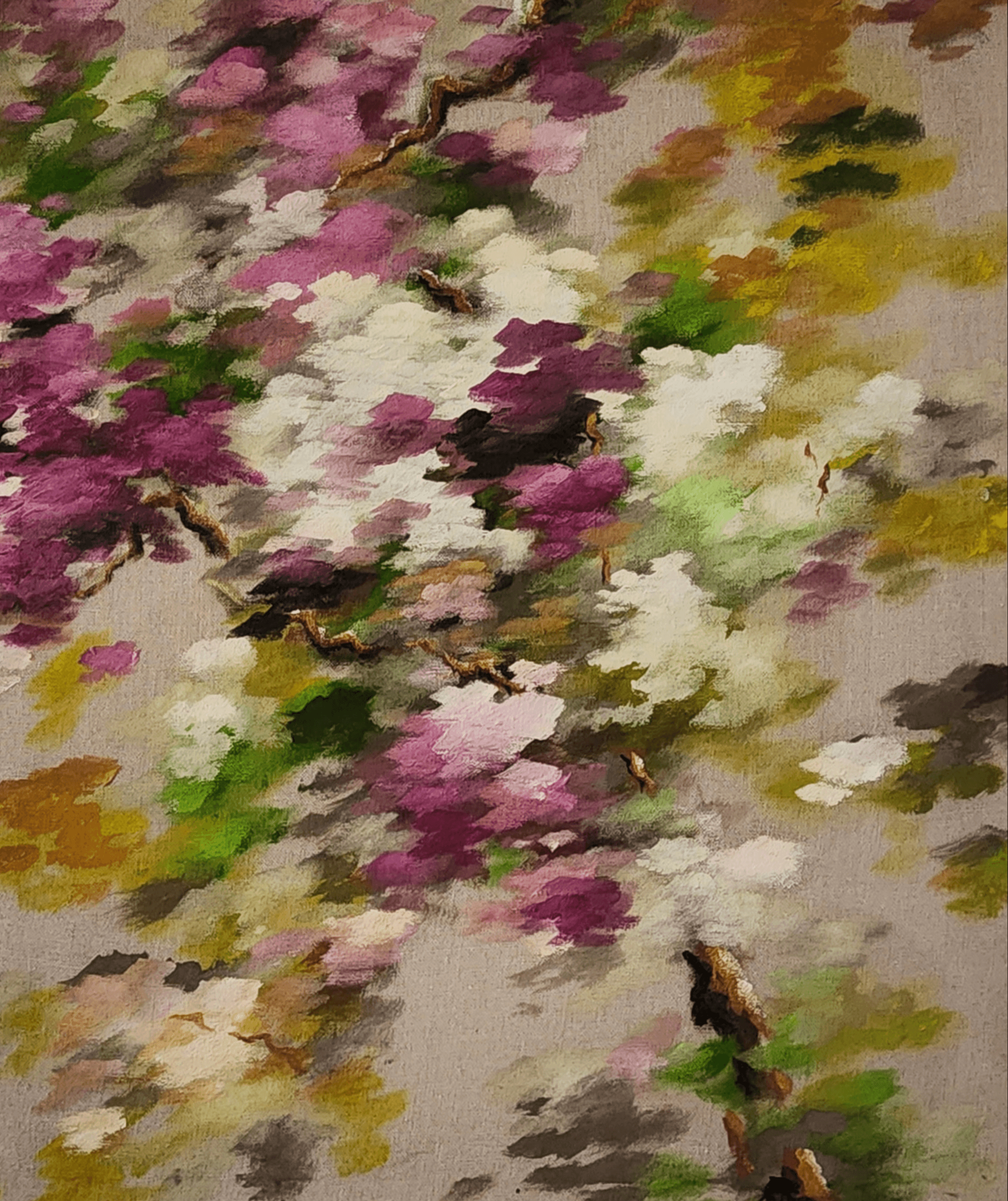Painting of Belen portraying colored leaves