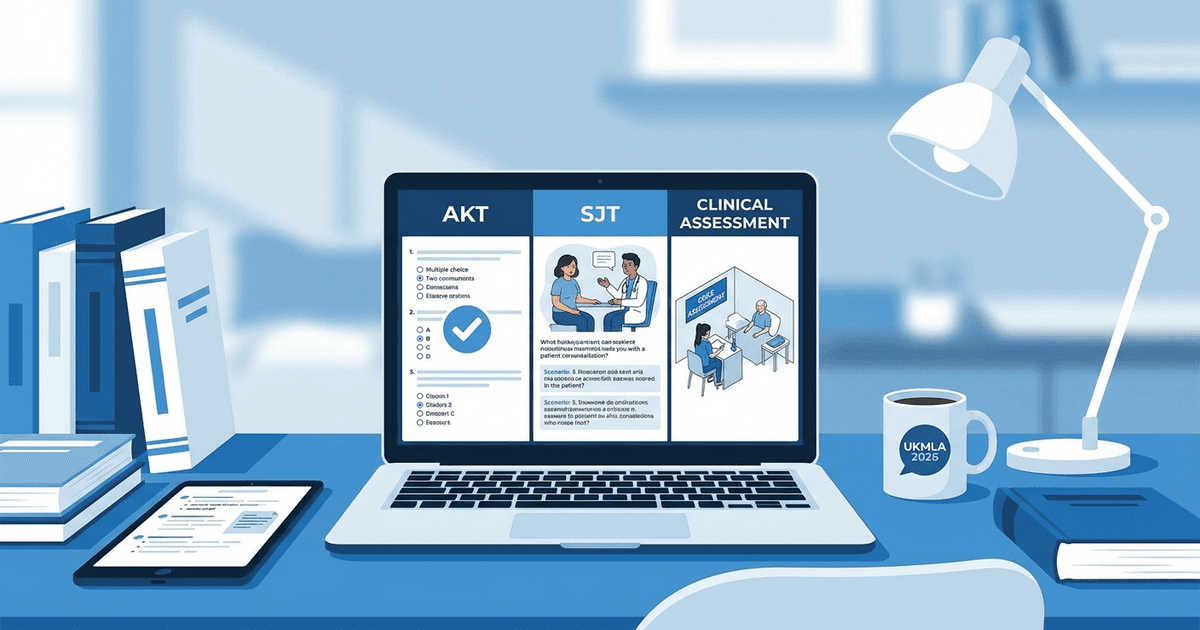 Cover: UKMLA Preparation 2026: Complete Study Guide for AKT, SJT and Clinical Assessment