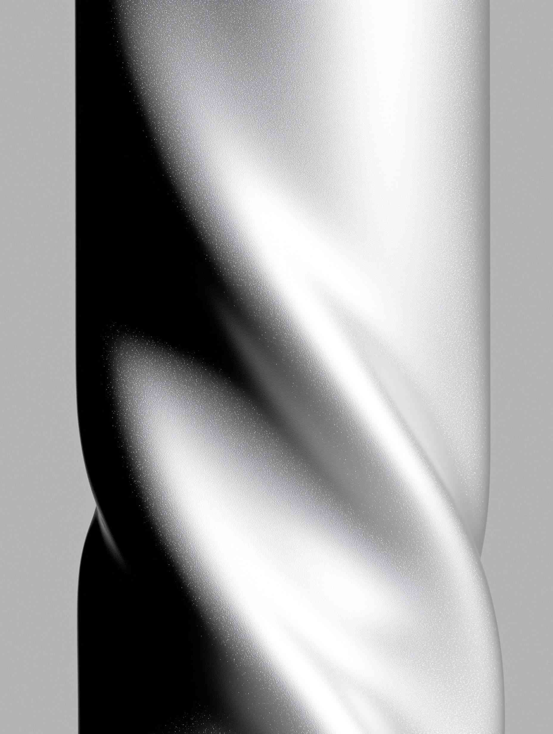 Glossy black cylindrical container with detail on white
