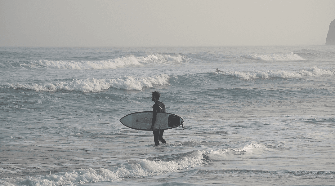 person wearing backpack and facing at trees covered by snow