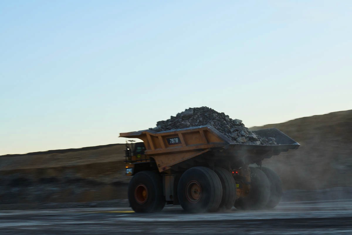 ining haul truck driving on mine site road