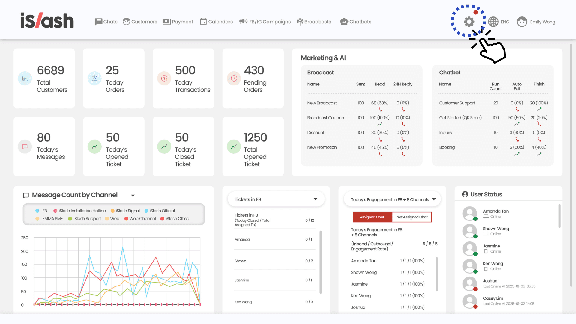 At iSlash AI Platform, go to setting