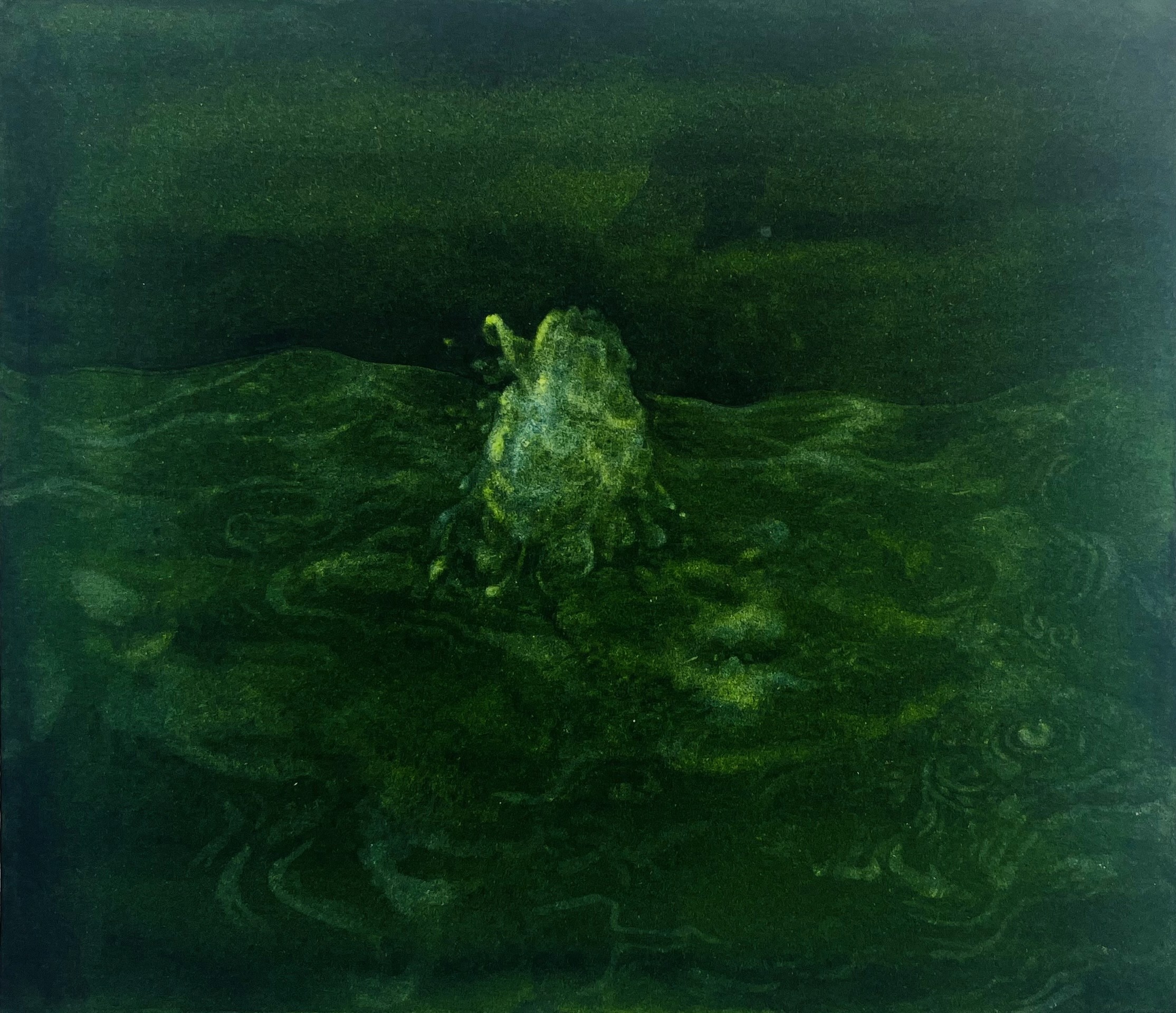 herd of sheep on road painting