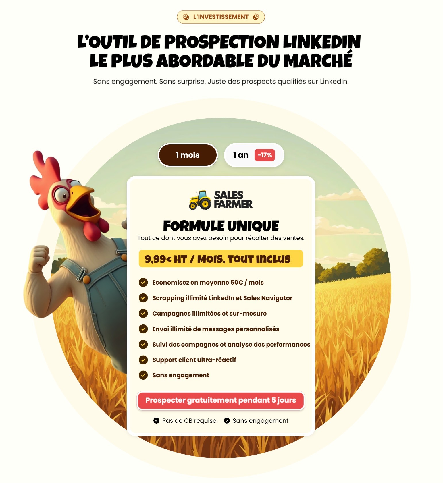 section pricing landing page sales farmer