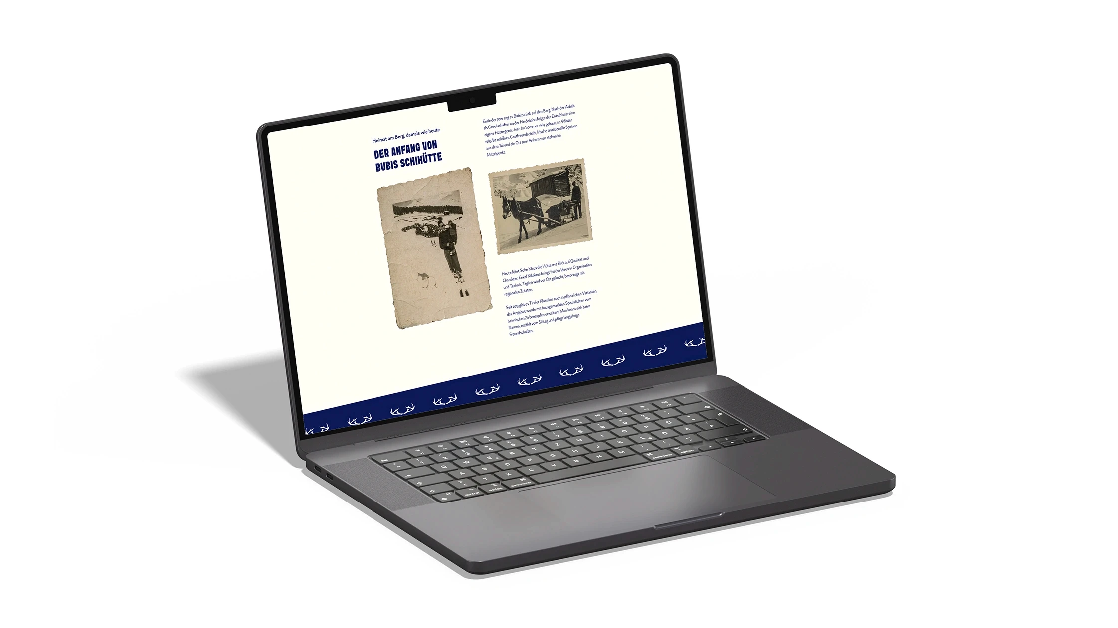 Ein Bild von einem Macbook welches die Website von Bubis Schihütte zeigt.