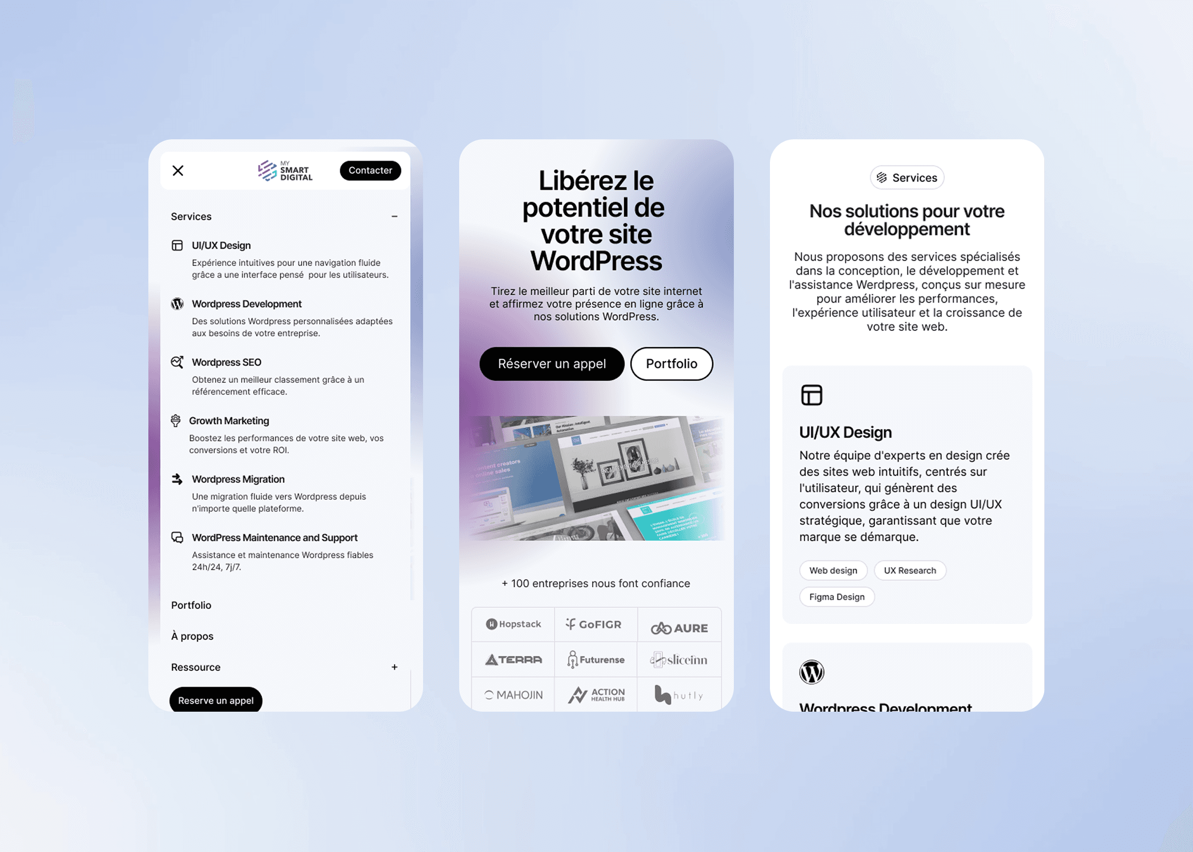 Design final site web My Smart Digital Consulting — refonte UX/UI freelance, Mélanie Depré