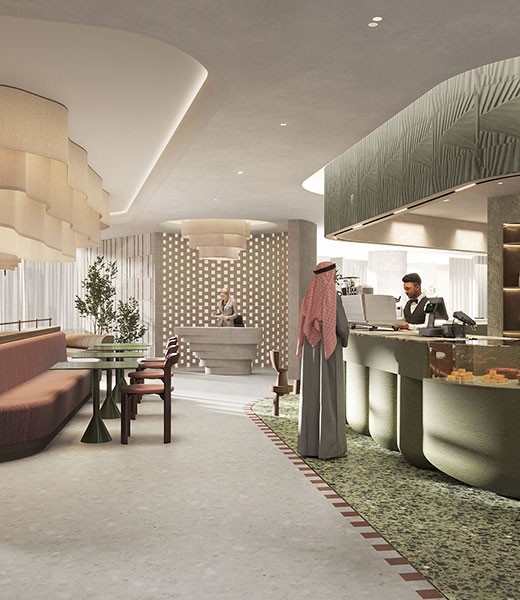 Barista bar in The Executive Centre Riyadh 2.08 serving fresh food and beverages.