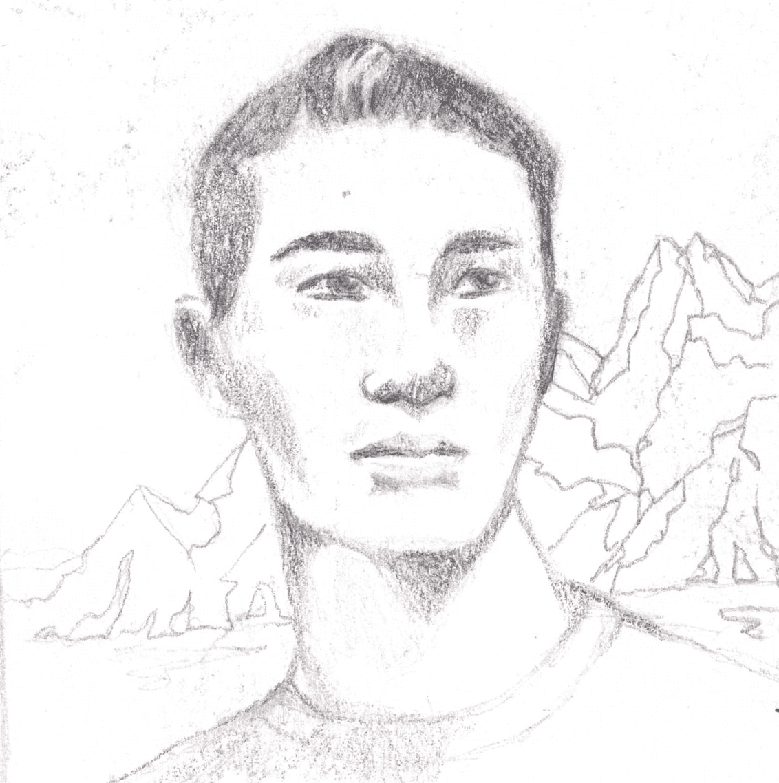 portrait of an asian man with mountains behind him