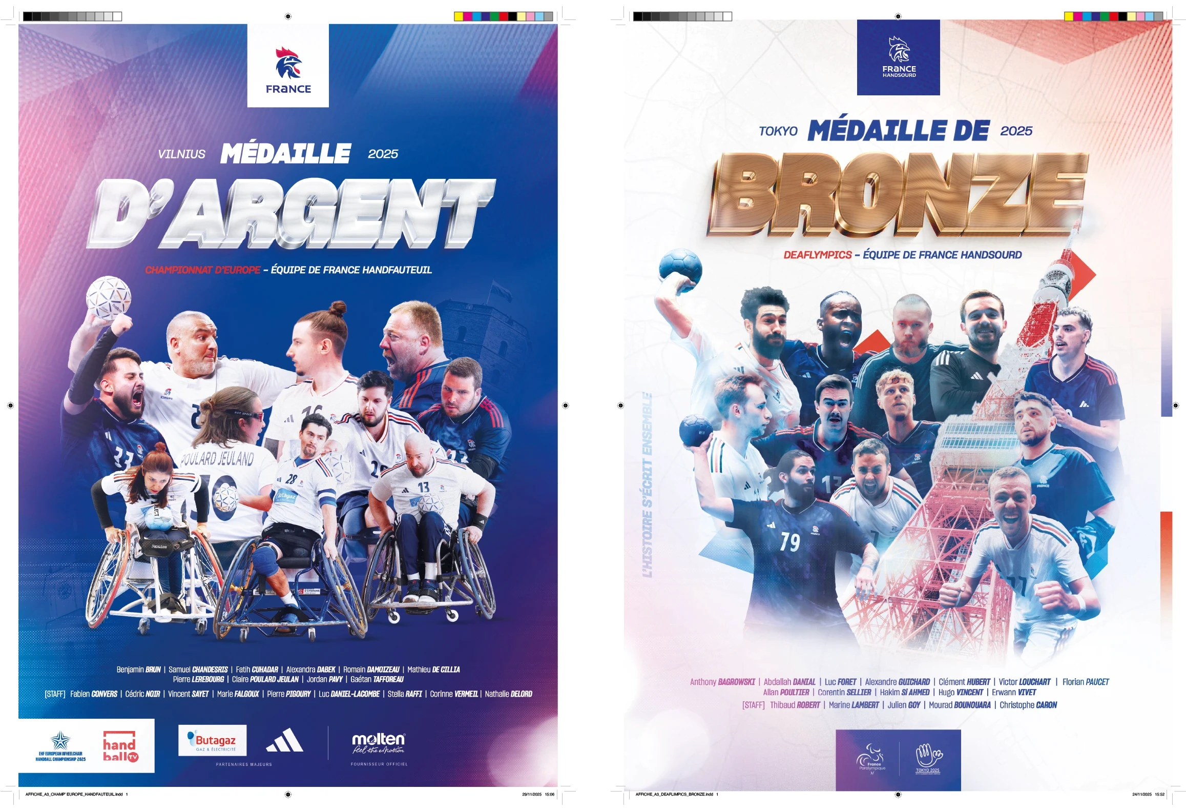 Affiches équipe de france hand fauteuil et hand sourd