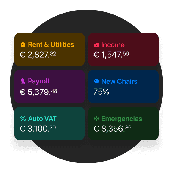 Colorful infographic displaying various financial figures, including loans and interest rates, in a circular layout.