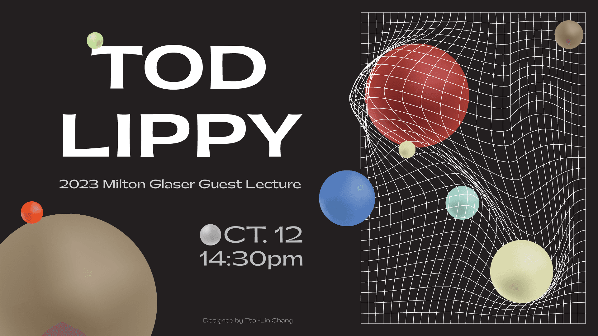 graphic poster for guest lecturer Tod Lippy