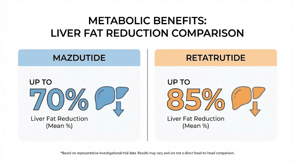 Liver fat reduction comparison between mazdutide and retatrutide clinical trials