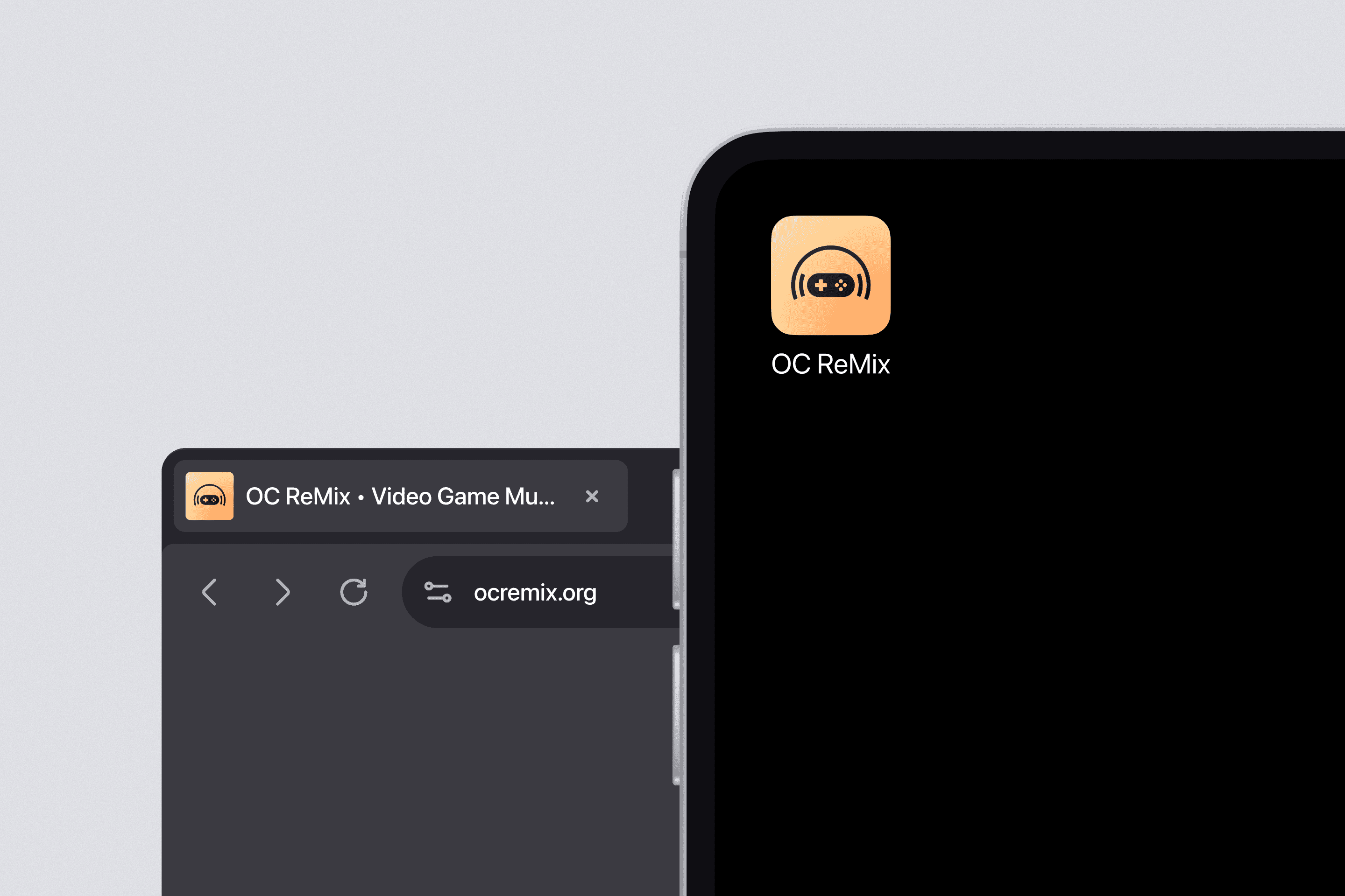 Favicon and app icon designs for OC ReMix.