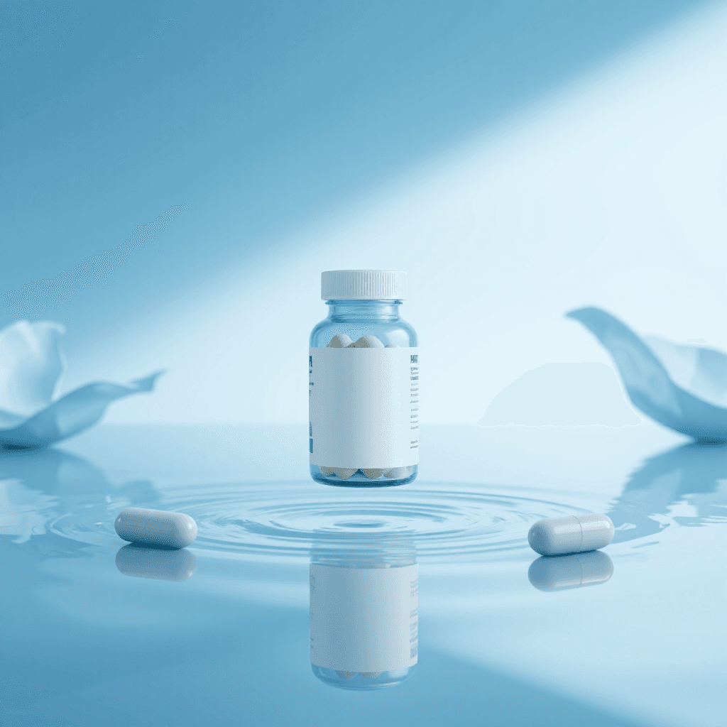 product photography of a bottle of dietary supplement capsules