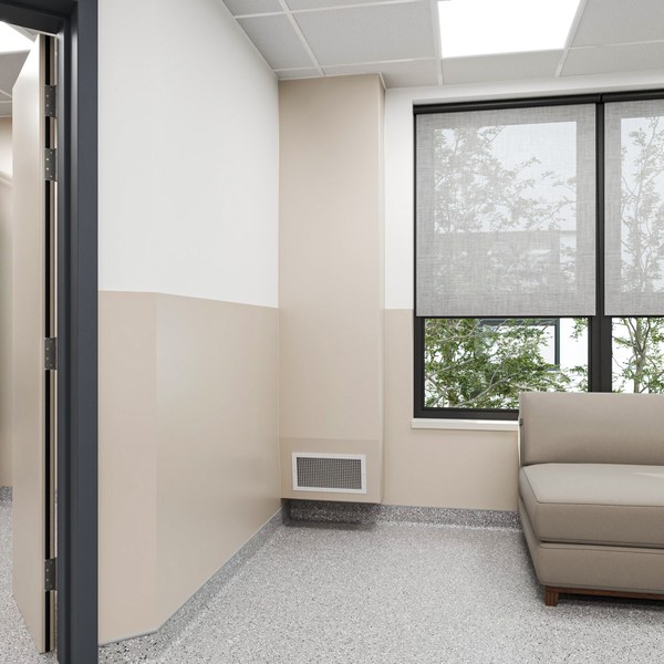 Low-level healthcare ventilation next to fire-rated doorsets