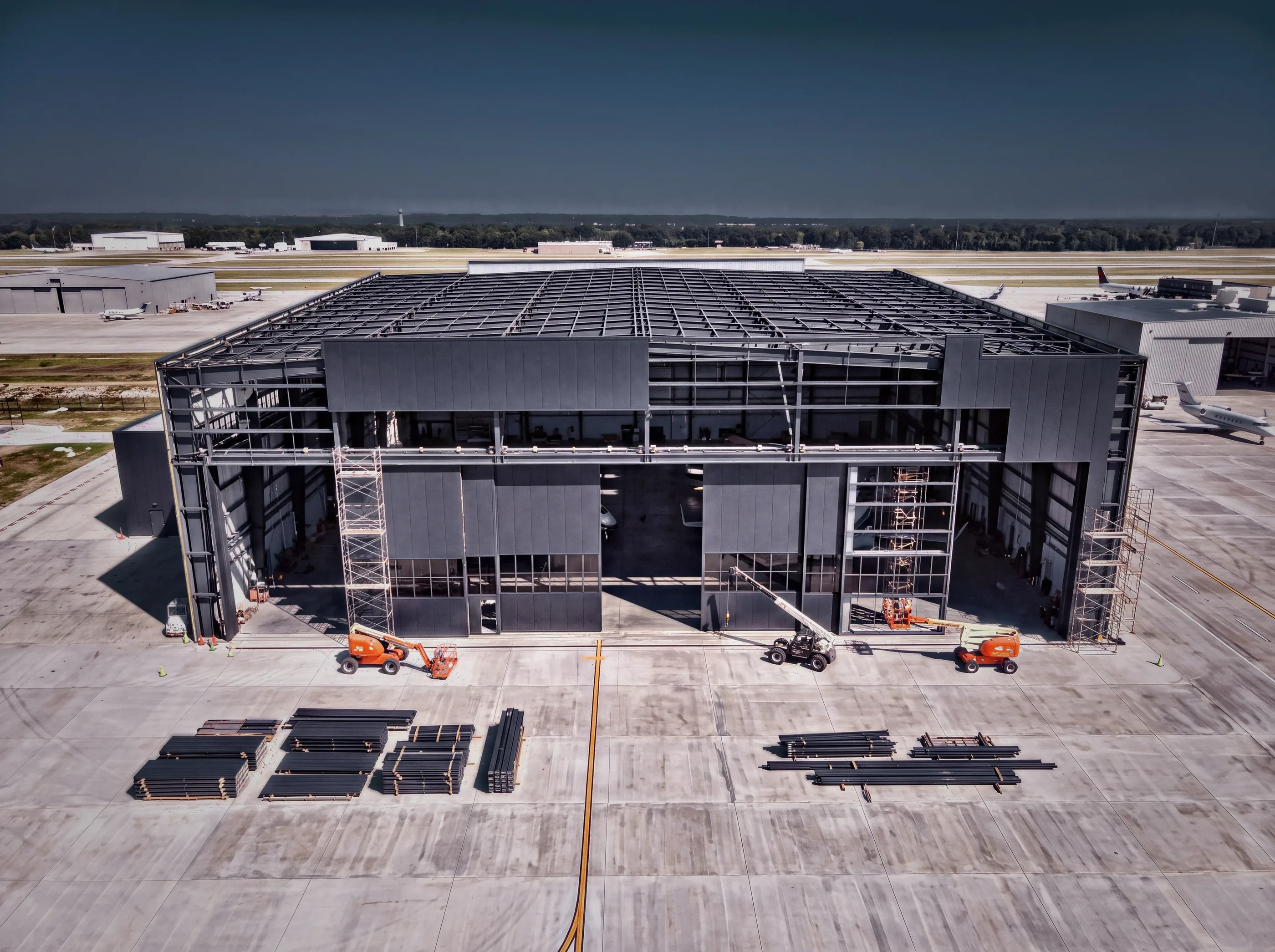 Meridian Aviation Hangar, building view of an Atrium project