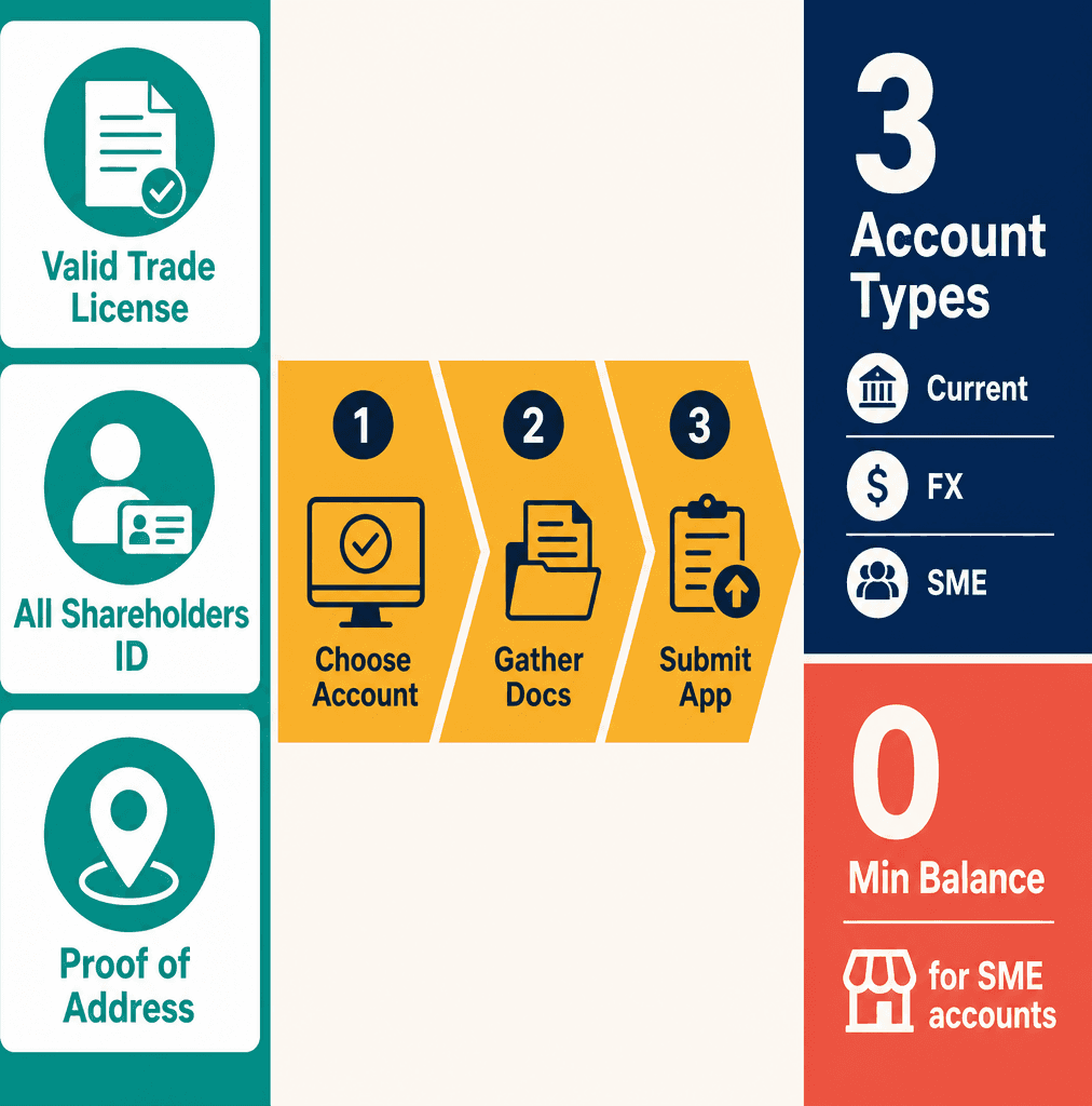 Infographic: How to Open a Business Bank Account in the UAE: Requirements & Bank Options