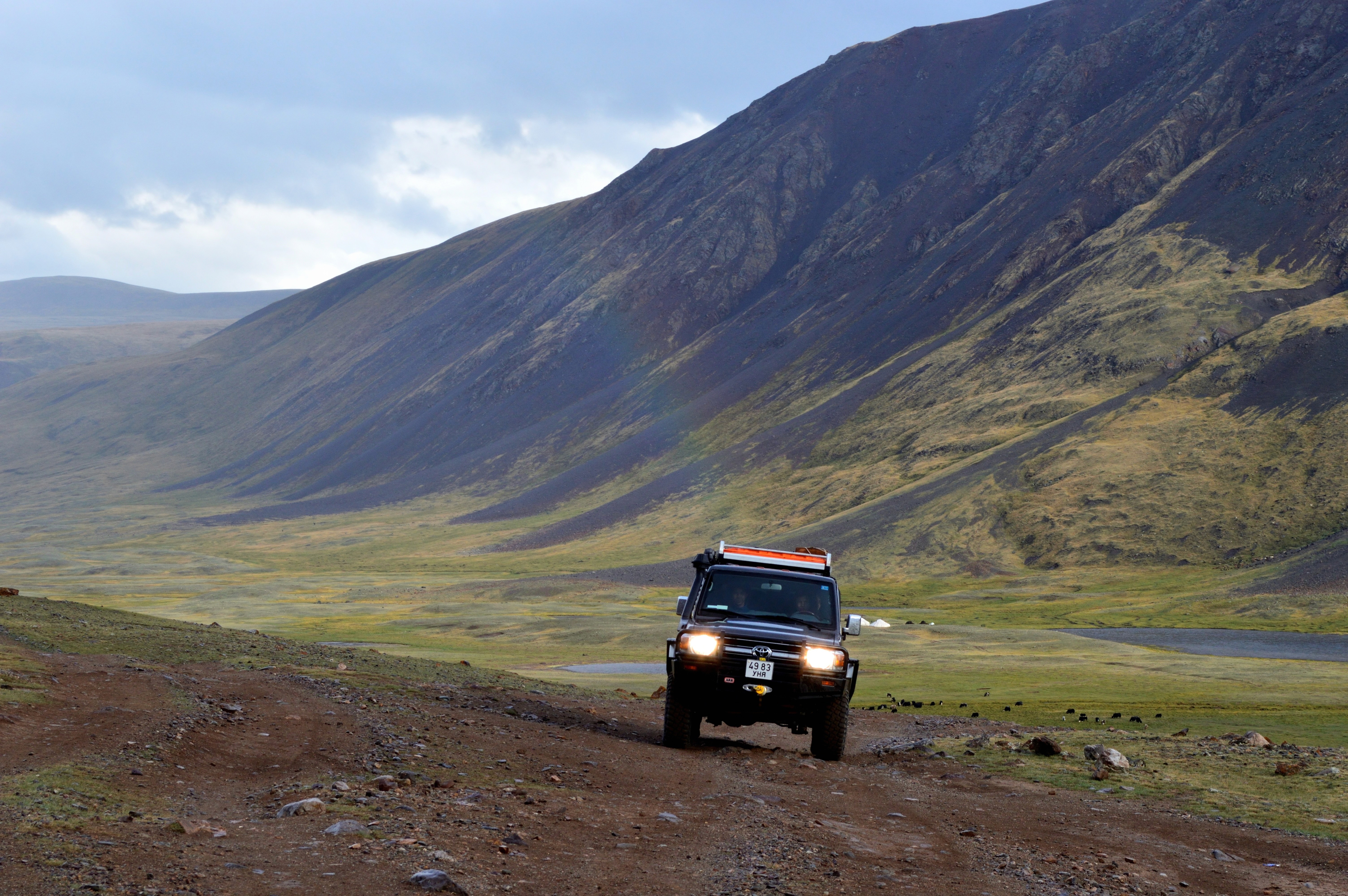 off-road car in altai mountains