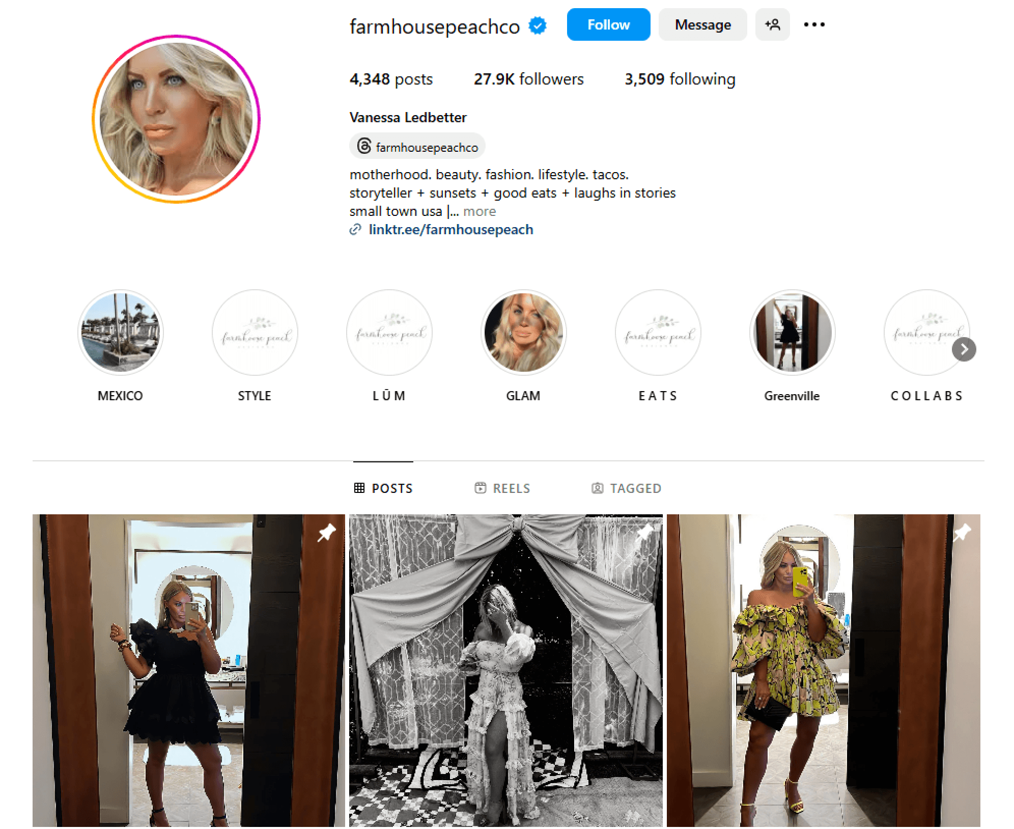 Screenshot of Vanessa Ledbetter’s Instagram Profile